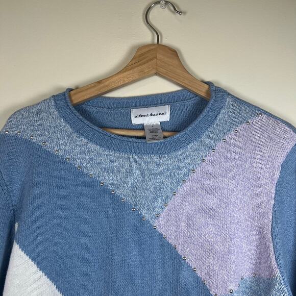 Women's Lrg Alfred Dunner Victoria Falls Crewneck 3/4 Sleeve Colorblock Sweater - Picture 3 of 5